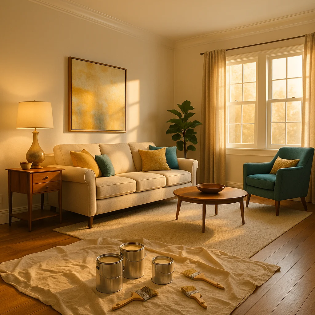 Freshly painted living room with warm natural light